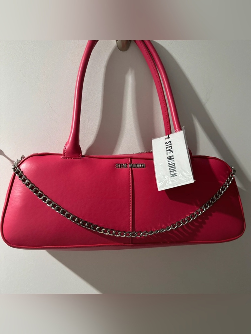 Steve Madden Pink Chain-Accent Shoulder Bag